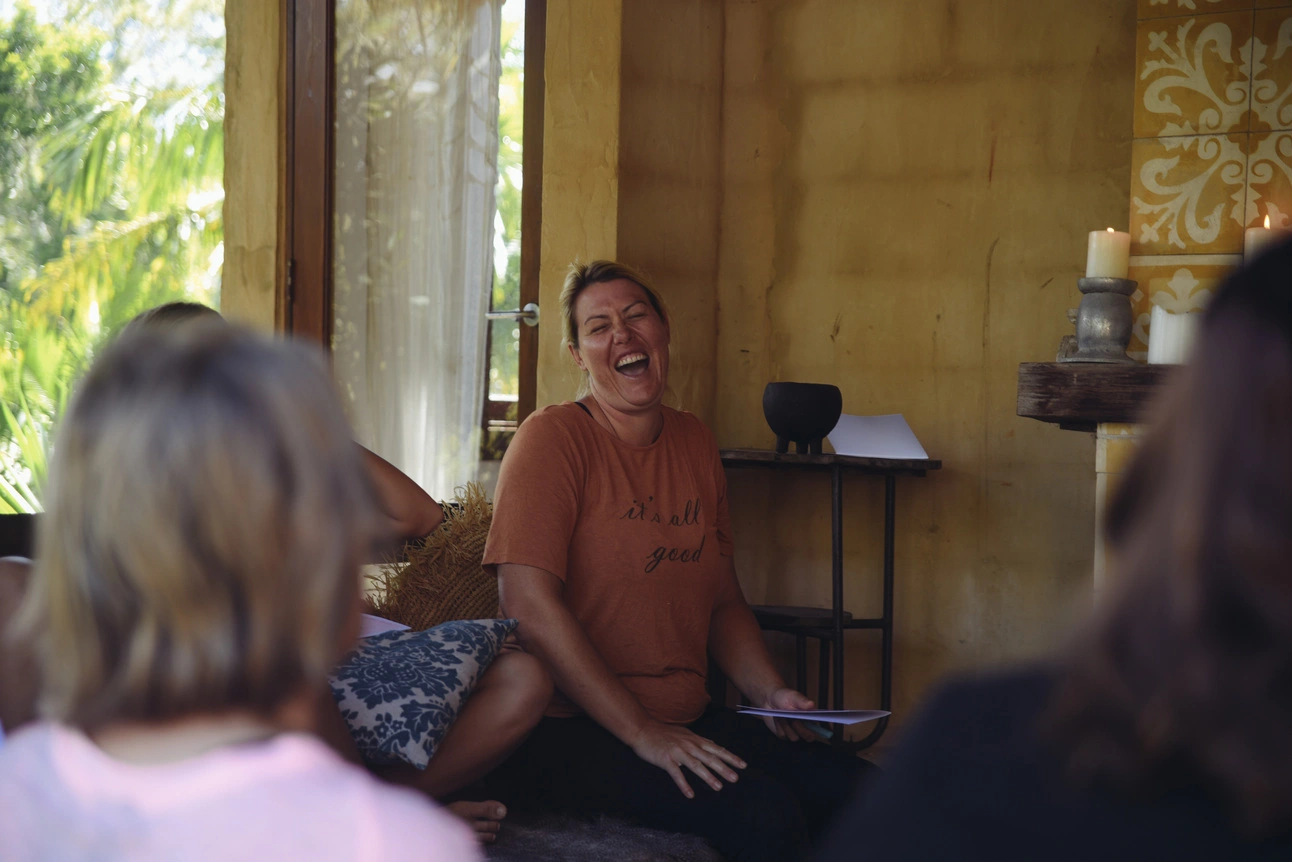 A mother laughing at a retreat